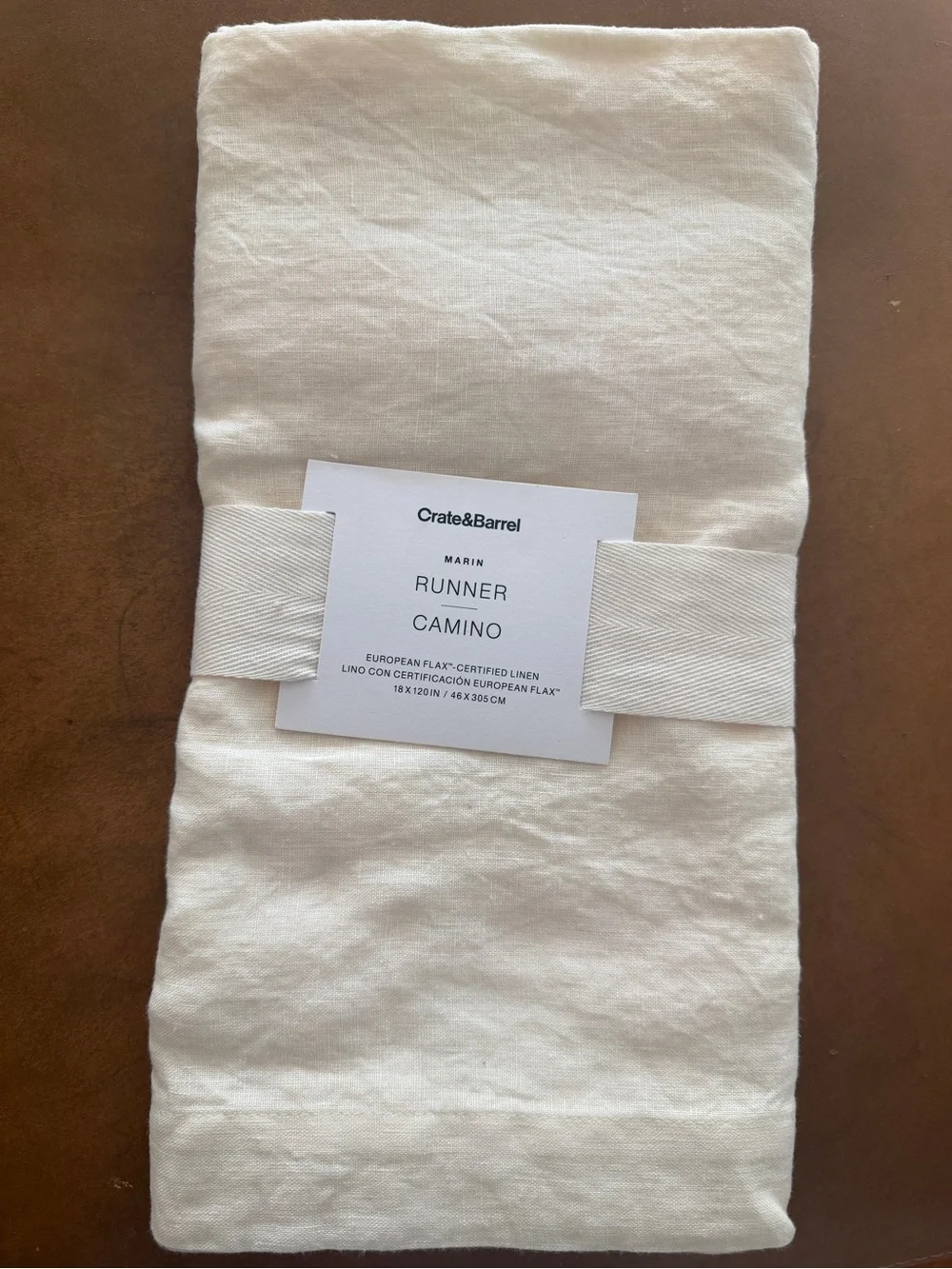 Brand new Crate & Barrel Linen Table Runner - Natural Cream
